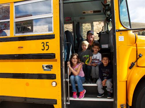 bus driver and students on bus 